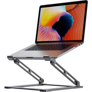 Laptop Stand for Desk - Adjustable Laptop Holder, Portable Laptop Riser with Multi-Angle Height Adjustable Computer Stand for MacBook Air/Pro and More Notebooks 10-17.3" - Grey