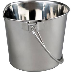 Advance PET Products 6 Quart Heavy Duty Stainless Steel Flat Side Bucket | Durable Food & Water Pail for Dogs, Cats, Kennels, Cages and Critter Crates | Multi-Purpose Bucket