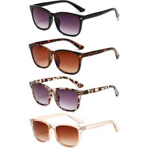 4 Pack Bifocal Reading Sunglasses for Women - UV400 Outdoor Bifocals Classic Retro Sun Reader Sunglasses