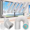 Portable Air Conditioner Window Vent Kit with 5.9 Exhaust Hose Adjustable Portable AC Window Kit for Ducting Universal Portable AC Seal Panel for Horizontal&Vertical Window (6 Panels+Exhaust Hose(Length-78.8"))