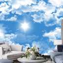 AFZEVEB-Ceiling Mural Blue Sky White Clouds Wallpaper for Living Room 159"x107" (Not Peel and Stick)