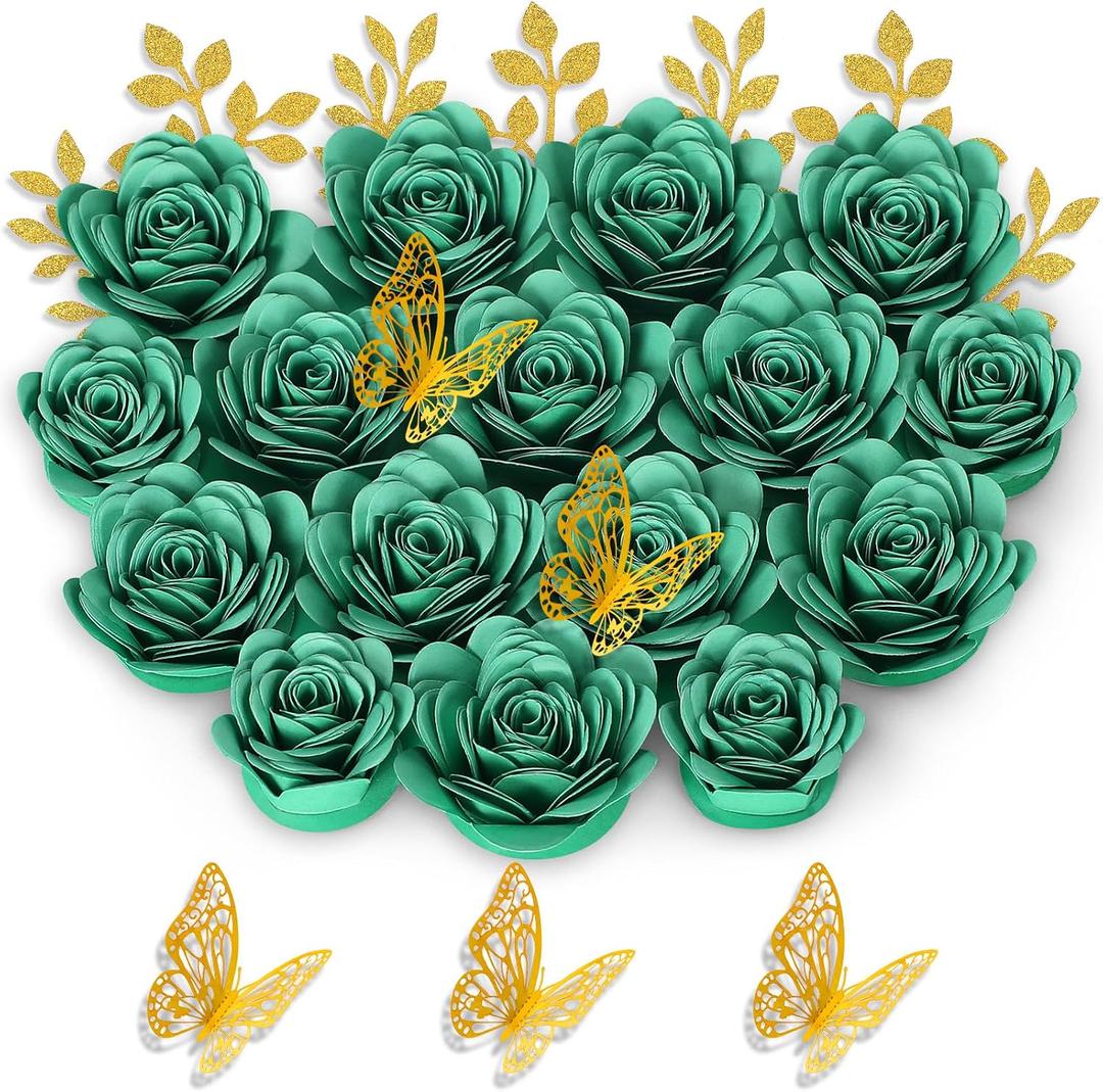 2 x Mverse Paper Flowers for Graduation Cap Decoration Kit, Small Roses Flores for Crafts, 3D Flores for Shadow Box Projects, mini