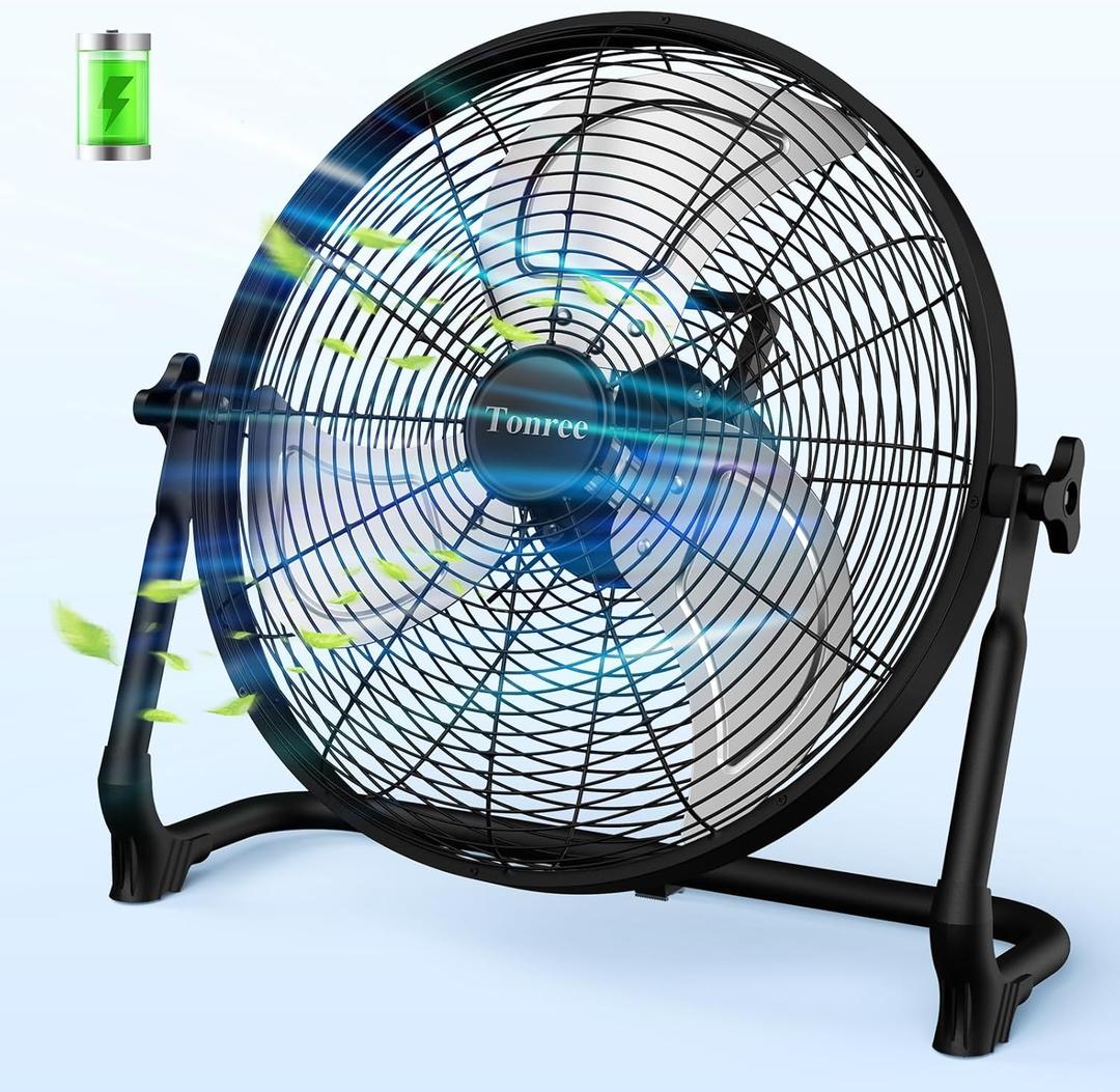 18" Portable Battery Operated Floor Fan, Hi-Velocity Rechargeable Cordless Fan, USB Phone Charge, 12-60H Runtime, Quiet, Wireless, Hi-Airflow, For Camping Home Gym Patio Outdoor Summer Gazebo