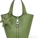Tote Bag for Women Vegan Leather Bucket Purse for Women Top Handle Handbag Shoulder Bag with Detachable Small Purse (A16-1 Green)