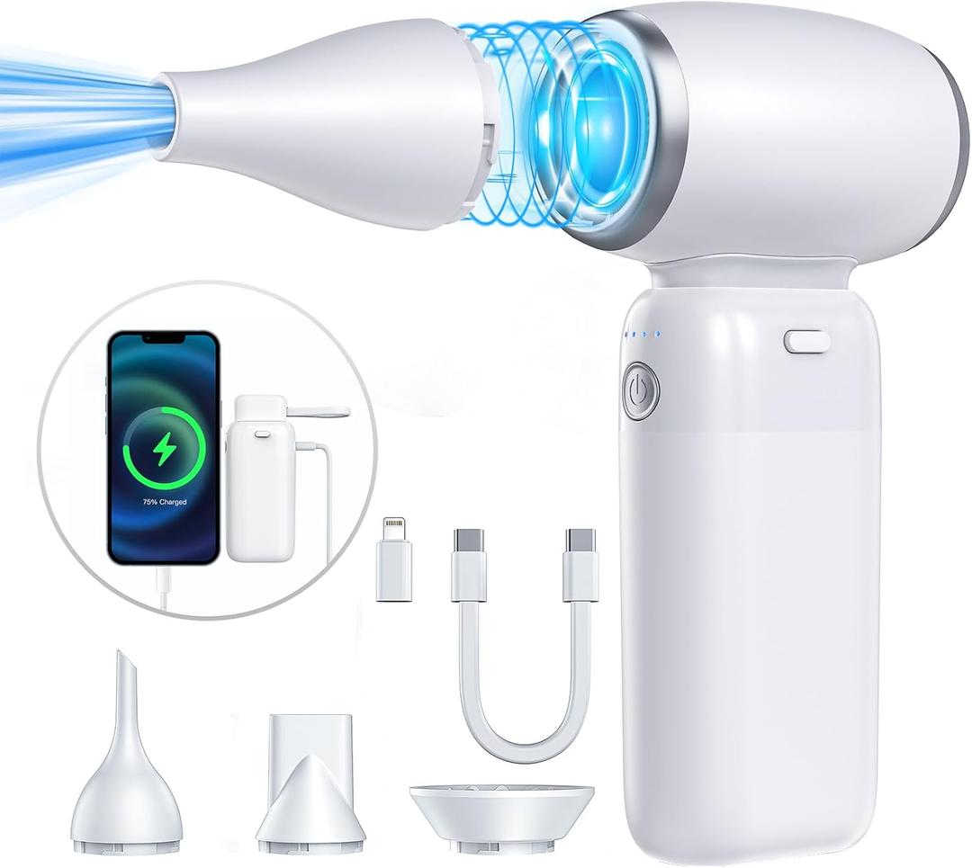 Compressed Air Duster, 3 Adjustable Turbo Air Blower 150000 RPM Jet Blower 8000mAh Electric Air Duster for Computer Keyboard,Rechargeable Cordless Turbo Air Duster Replace Compressed Air Canned