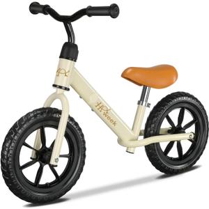 HAWEEK Toddler Balance Bike 12 No Pedal Training Bicycle for Kids 24 Months to 5 Years Tool-Free Adjustments Seat and Handlebar Best Gift for 2 3 4 5 Boys Girls | No Pedal, Training Bicycle, for Kids, Seat and Handlebar, Best Gift (Beige)