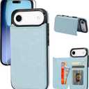 Compatible with iPhone 17 Air Wallet Case with Card Holder, PU Leather Kickstand Card Slots Case with Screen Protecor, Double Magnetic Clasp and Durable Shockproof Cover 6.6 "-Iceblue