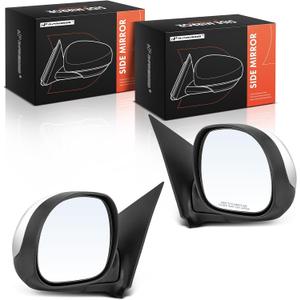A-Premium Pair (2) Driver and Passenger Side Manual Door Mirror - Compatible with Ford F-150 1997-2003, F-150 Heritage 2004, F-250 1997-1999 - Non-Heated Manual Folding Black Outside Rear View Mirror