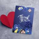 5 x CRTURUNIQ Luxury Navy Blue Thank You Card with Silver Foil - 5x7 Large Blank Note Card with Thick Gold Envelope & Sticker - Premium Heavyweight Cardstock for Wedding, Business, Sympathy & Men