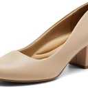 DREAM PAIRS Women's Pumps Low Chunky Block Heel Dress Shoes Closed Round Toe Comfortable Heels, Size 7.5