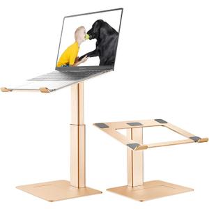 Laptop Stand for Desk, Ergonomic Aluminum Laptop Stand Adjustable Height from 7-15", Sitting and Standing Laptop Riser for 10-17" Notebook (Gold)