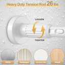 White Tension Curtain Rod 41-166In,Long Outdoor Curtain Rod No Drilling