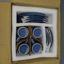 Plates and Bowls Sets, 16 Pieces Dinnerware Sets, Service For 4, Blue