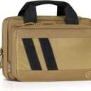 Savior Equipment Specialist Series Tactical Double Scoped Handgun Case Pistol Bag For Outdoor Hunting Shooting Range, Lockable Compartment, Additional Magazine Storage Slots (Dark FDE)