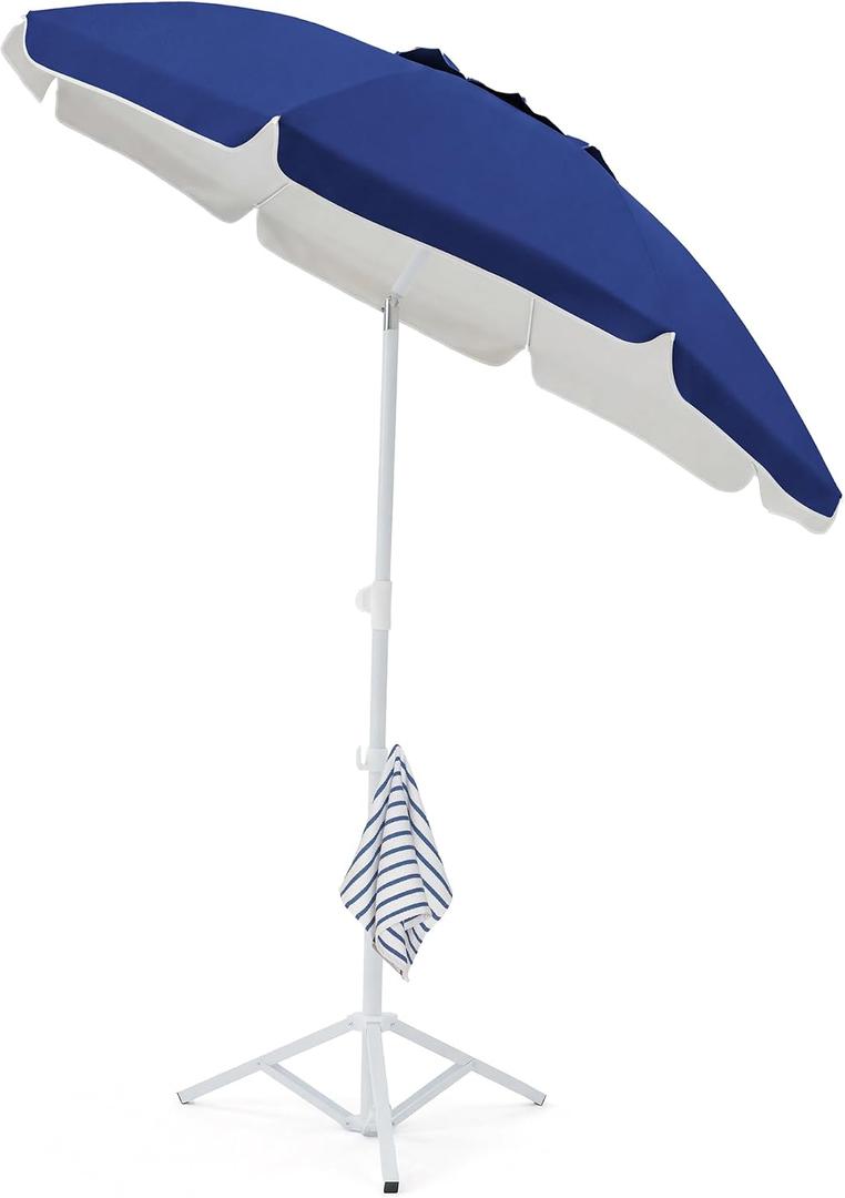 JEAREY 6.5ft Sun Shade Umbrellas, Portable Umbrella with Stand, Lightweight Sun Protection Free Standing Sport Umbrella for Outdoor Sports, Camping, Fishing, Patio, Beach, Royal Blue