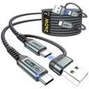 SUNGUY 240W USB-C Charge Cable 1m/3.3ft, 2-Pack USB Type C to Type C Fast Charging Braided Cord for iPhone 16 15 Pro Max Plus, Galaxy S24/S23/S22 Heavy Duty USB C Charger Cable
