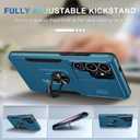 Compatible with Samsung Galaxy S25 Ultra Case Built in Slide Camera Lens Cover+Screen Protector+Ring Holder,Heavy Duty Shockproof Full Body Phone Cover,2025 Blue