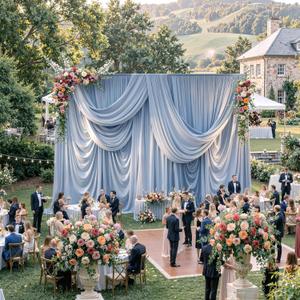 30ftx15ft Dusty Blue Backdrop Curtains for Parties, Wrinkle Free Polyester Photo Backdrop Drapes 6 Panels 15 ft Long Back Drop Cloth Drapery for Wedding Birthday Photography Background Party