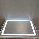 PRIMETEK Vanity Mirror with Lights, 22"x19" Large Makeup Mirror with Lights, Hollywood LED Lighted Makeup Mirror, Touch Sensor with 3-Color Lighting, Dimmable for Vanity Desk Tabletop, Bedroom, White