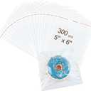 300PCS Clear Self Sealing Cellophane Bags - Cookie, Candy & Bread Bags (5x6 Inches)