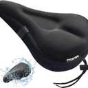 Bike Seat Cushion, Comfort Bike Seat Cover for Men Women, Exercise Bicycle Seat Cushion Padded Cover Compatible with Peloton, Mountain Stationary Bikes (Black), S
