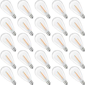 S14 Replacement LED Light Bulbs, Shatterproof & Waterproof 0.6W S14 LED Bulbs, Outdoor String Lights, E12 Base Patio Edison LED Light Bulbs, Warm White 2200K Plastic 40LM Non-Dimmable 25 Pack