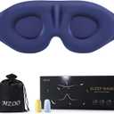 MZOO Luxury Sleep Eye Mask for Side Sleeper Men Women, Zero Eye Pressure 3D Sleeping Mask, Light Blocking Patented Design Night Blindfold, Soft Eye Shade Cover for Travel, Blue