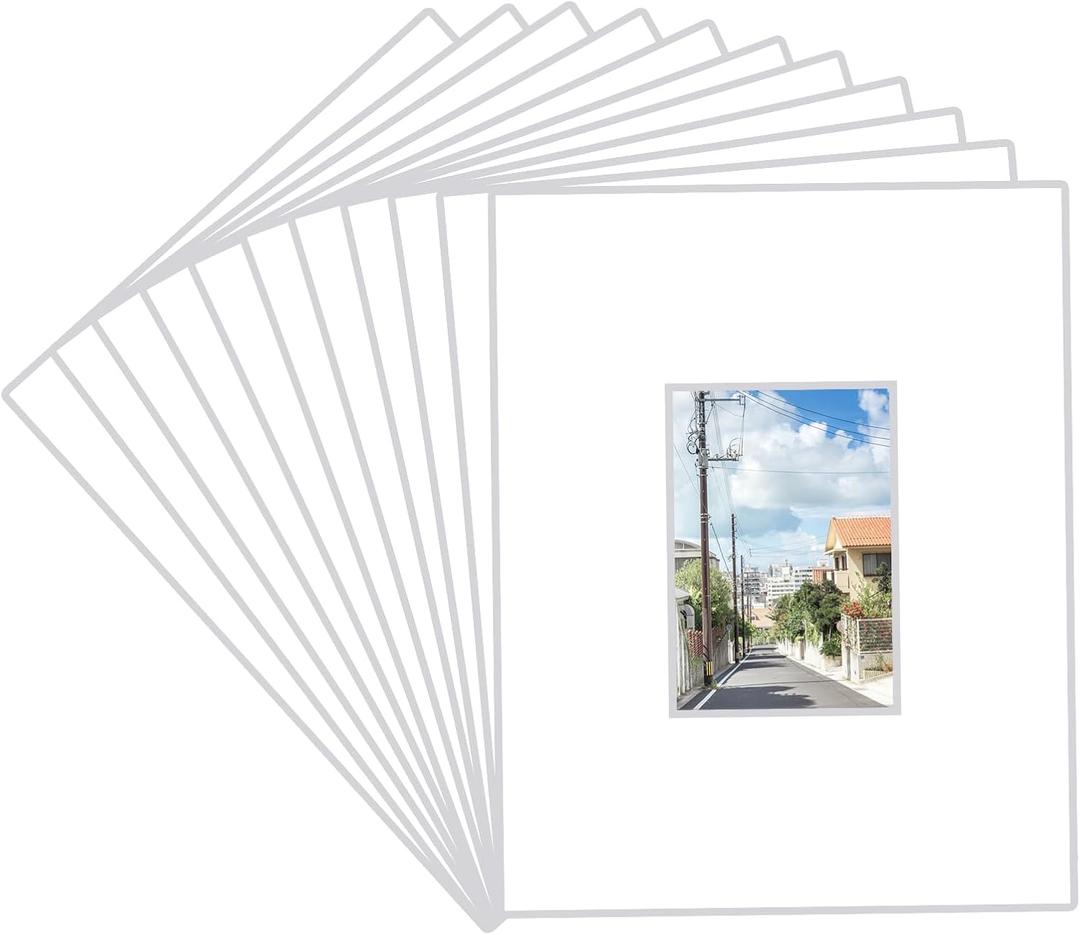 Prudiut 15 Pack 11x14 White Picture Mats, Frame Mattes for 5x7 Pictures Display Photo Frame Mat Core Bevel Cut Mat Board Show Kit for Photos, Prints, Artworks