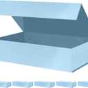 PACKHOME 6 Extra Large Gift Boxes 17.5x11.3x4.3 Inches, Baby Shower Boxes with Magnetic Lids for Clothes and Large Gifts (Glossy Light Blue)