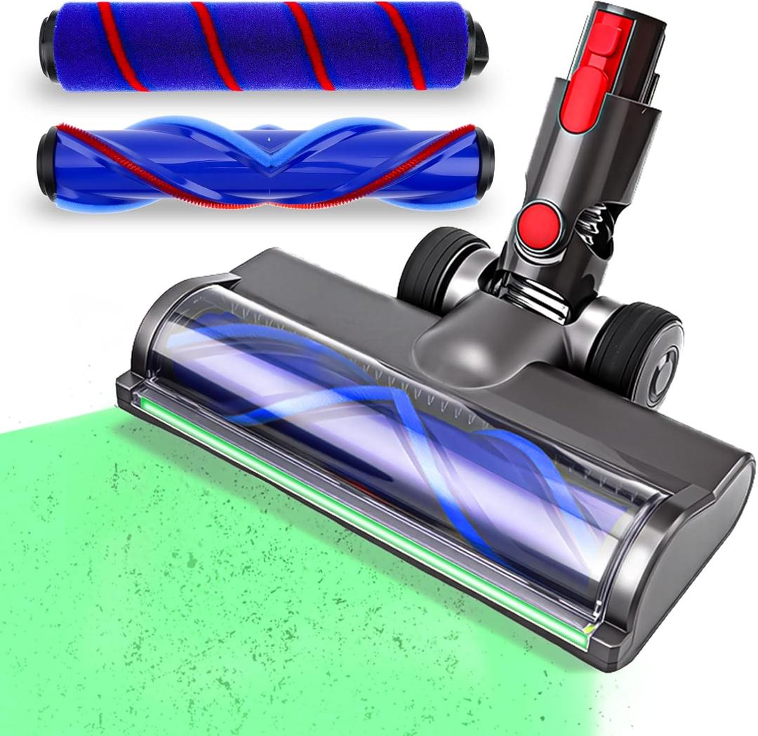 2 Brushes Vacuum Head Replacement for dy.son V7 V8 V10 V11 V15For dy.son hardwood floor attachment. Tangle-Free Motorized Brush Roller with Green LED Lightdy.son cordless vacuum attachments