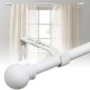 BsBsBest Curtain Rods for Windows 28 to 50 Inch 5/8 Inch Small Curtain Rods White Adjustable Renter Friendly Curtain Rod for Bedroom Windows Drapery Rods With Brackets