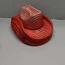 Zhanmai 6 Set LED Cowboy Hat Light Up Glitter Cowboy Hat with Sunglasses Sequin Space Cowgirl Hat for Women Men Costume (Red)