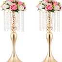 Gold Centerpieces for Table Wedding: 21.3in Crystal Flower Arrangement Stand, Gold Flower Vase, Wedding Centerpieces for Tablesfor Event, Reception, Birthday, Home Decor, 2 Pcs
