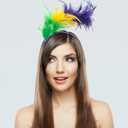 2 x 1920s Feather Fascinator Headband for Women Kentucky Derby Headpiece Fascinator Hats for Cocktail Wedding Tea Party (Mardi Gras)