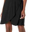 Star Vixen Women's Plus-Size Short-Sleeve Ballerina Wrap Dress (Black)