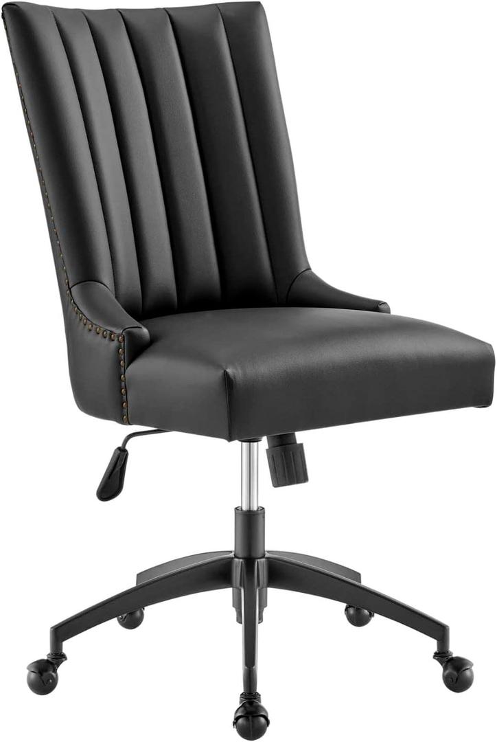 Modway Empower Channel Tufted Vegan Leather Office Chair Black 27 x 22 x 38.5