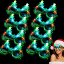 Funtery 8 Pack Light up Glass Tree LED Sunglass Bulk Glow in Dark Glass Plastic Glitter Neon Santa Gift