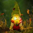 Solar Garden Gnome Lady Statues Outdoor Gnomes with Flowers Lights Fall Porch Patio Lawn Yard Decoration - Ideal Christamas Gardening Birthday Gifts for Woman Mom