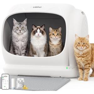 UBPET XXXL Self-Cleaning Litter Box, 106L Automatic Cat Litter Box with App Control, Odor Control, Anti-Pinch Safety Sensors & Low Entry for Multi-Cat Homes