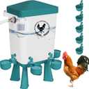 Chicken Waterer, 3 Gallons Automatic Chicken Waterers with 5ft Pipe, Float Controlled Automatic Poultry Water Feeder, 5 Chicken Waterer Cups (Blue, 3 Gallons)