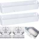 2 Pack 14" Kitchen Sink Tip Out Tray, False Drawer Front Flip Tray with Hinges & Clips, Sink Sponge Soap Organizer for Kitchen Bathroom, White