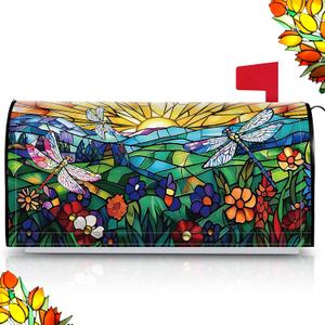 Tiamon Mailbox Covers Magnetic Welcome Letter Box Wrap Standard Size 21x18 Inch Spring Leaves Mailbox Decor Summer Post Letter Box Decoration for Outdoor Garden Yard(Dragonfly)