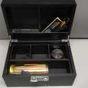 Large Bamboo Storage Box with Removable Tray Kit - Decorative Box Set, Glass Jars, and Accessories Wooden Storage Kit and Accessories Tool.Birthday Gifts. (Black)