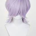 Mens Cosplay Wig Anime Short Straight Wig Synthetic Hair for Halloween Costume Outfits Accessory Party (Light Purple, Short, Straight)
