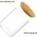INIUNIK Glass Qtip Holder Dispenser with Bamboo Lid - 2 Pack Apothecary Jars - Cotton Balls Pads Swabs Holder Jar - Bathroom Vanity Canisters Jars for Countertop Storage and Organization
