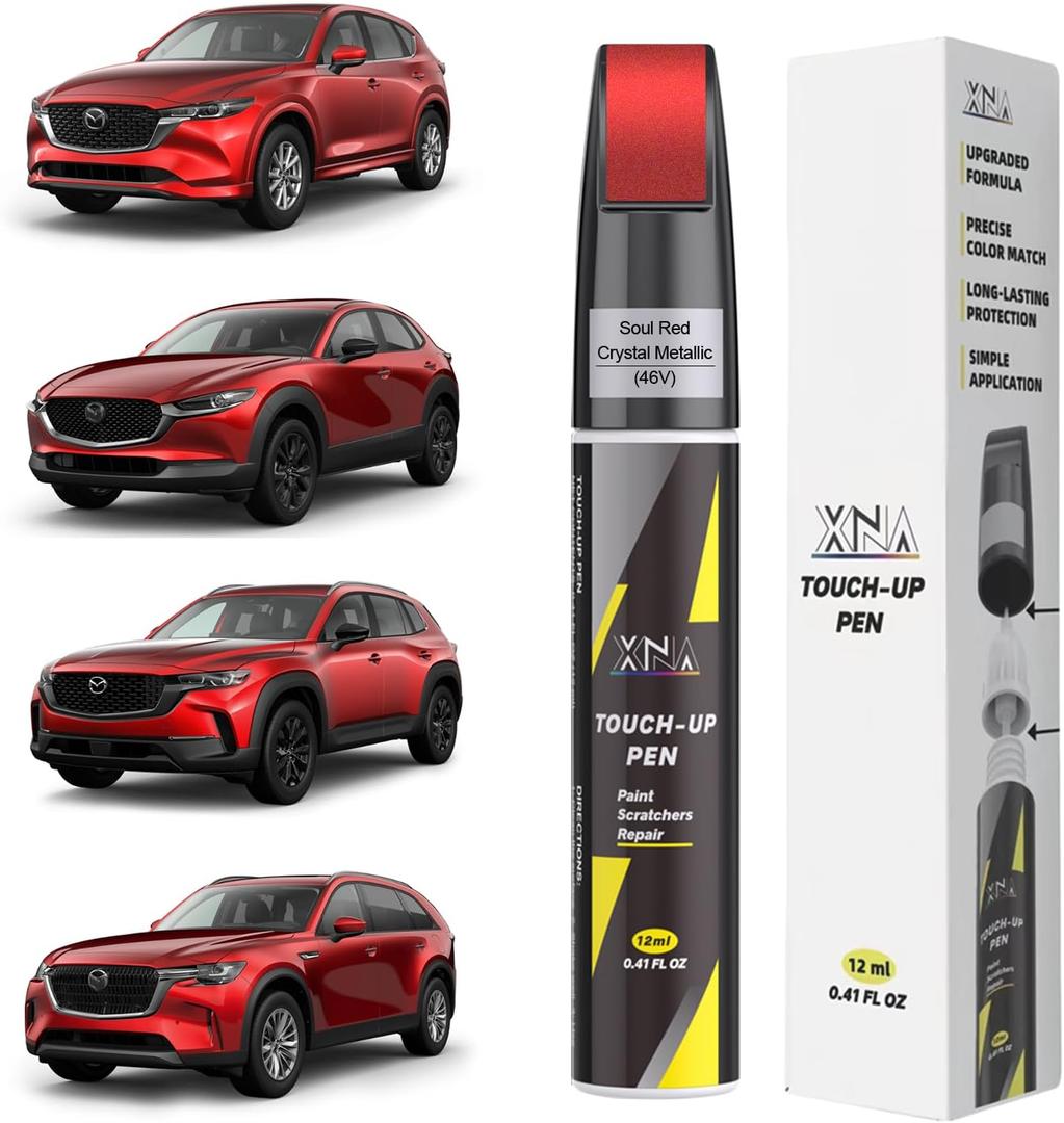 XNA Soul Red Crystal Metallic(46V) for Mazda Touch Up Paint, Car Scratch Remover for Nicks and Chips Repair, 2-In-1 Quick & Easy Fix Car Scratch Repair Kit with Exact Color-Matched