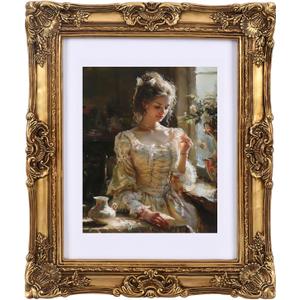 Vintage Picture Frames 8x10 Antique gold Photo frame with Mat 6x8 ornate picture frames with Acrylic Glass Baroque Tabletop Wall Hanging Home Decor poster frames