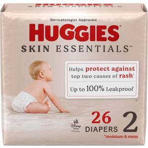 Huggies Size 2 Diapers, Skin Essentials Baby Diapers, Size 2 (12-18 lbs), 26 Count, 