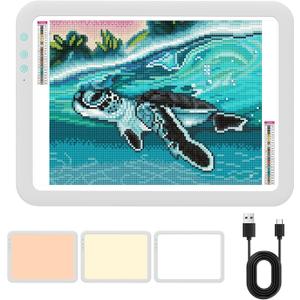 HIUKCOLED Wireless Battery Powered A3 Light Pad, 3 Colors Stepless Dimmable and 6 Levels Brightness Light Board, Rechargeable LED Light Tracing Box for Diamond Painting,Cricut Weeding Vinyl Tools