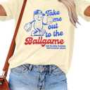 ALLTB Baseball Shirts Women Funny Baseball Mom Shirt Ballgame Graphic Tshirt Game Day Fan Tee Casual Short Sleeve Top (Beige, L)